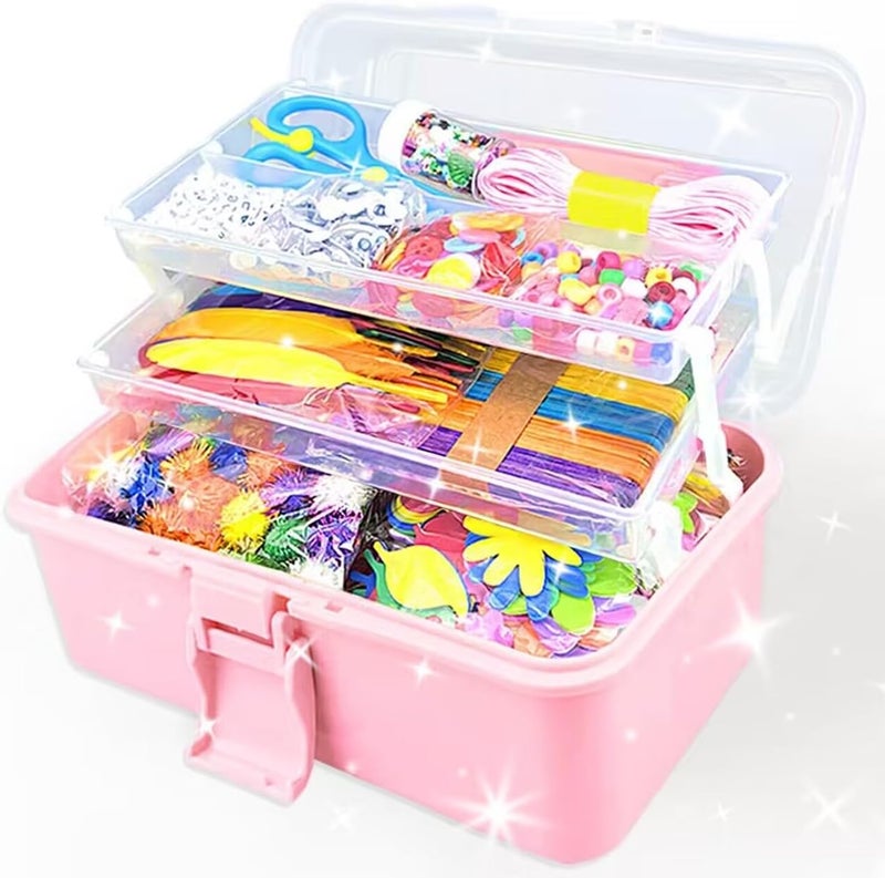 VLUSSO 3000Pcs Arts and Crafts Supplies for Kids Girls 8-12 Craft Kit with Pipe Cleaners Beads Crafts for Kids DIY School Supplies Set Crafting Box for Girls Boys Age 4-6, 6-8, 8-12 Years Gifts - Image 1